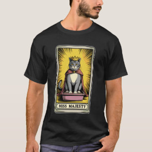T-shirt Sa Majesté Tarot Card Mystic Cat Litter Box Amusan