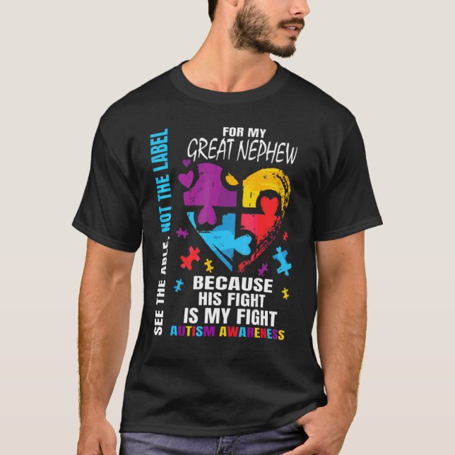 T-shirt Sa Tante de Sensibilisation sur l'autisme Bleu Gra (Devant)