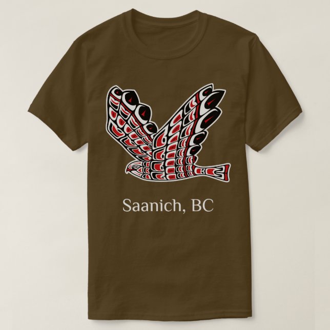 T-shirt Saanich Buse rouge Oiseau natif de proie Art Long (Design devant)