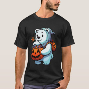 T-shirt Sac à bonbons fantôme d'ours polaire d'Halloween e