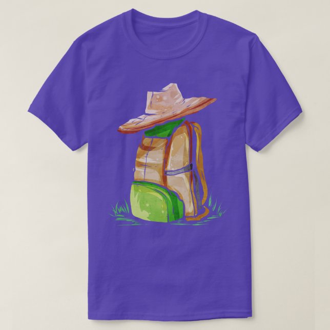 T-shirt Sac À Dos randonnée Avec Casquette Pour Camping (Design devant)