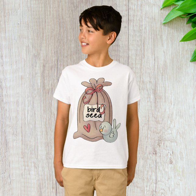 T-shirt Sac à graines d'oiseaux avec cou et coeur (Créateur téléchargé)