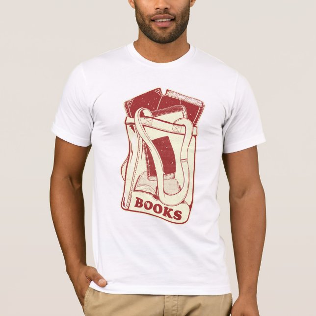 T-shirt Sac de livres que j'aime lire (Devant)