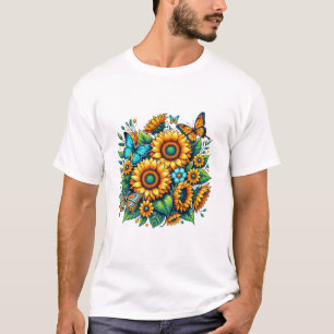T-shirt Sac fourre-tout de tournesol et de papillon - Flor