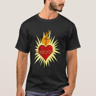 T-shirt Sacré Coeur De Jésus Catholique Traditionnel Latin