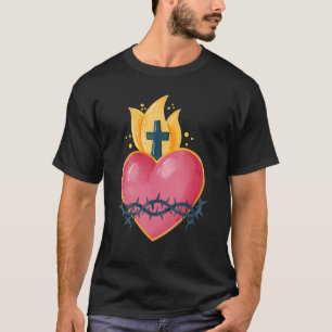 T-shirt Sacré Coeur De Jésus Catholique Traditionnel Latin