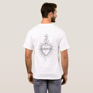 T-shirt Sacré-Cœur de Jésus - Dessin au trait chrétien