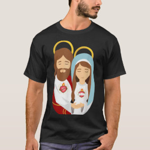 T-shirt Sacré Coeur et Immaculé Coeur Image Jésus et