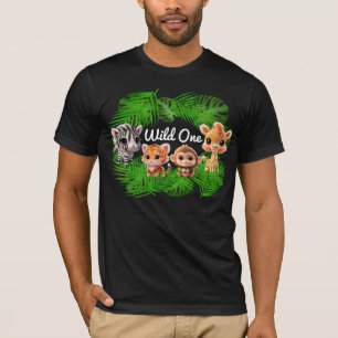 T-shirt Safari amis tigre girafe zèbre singe éléphant