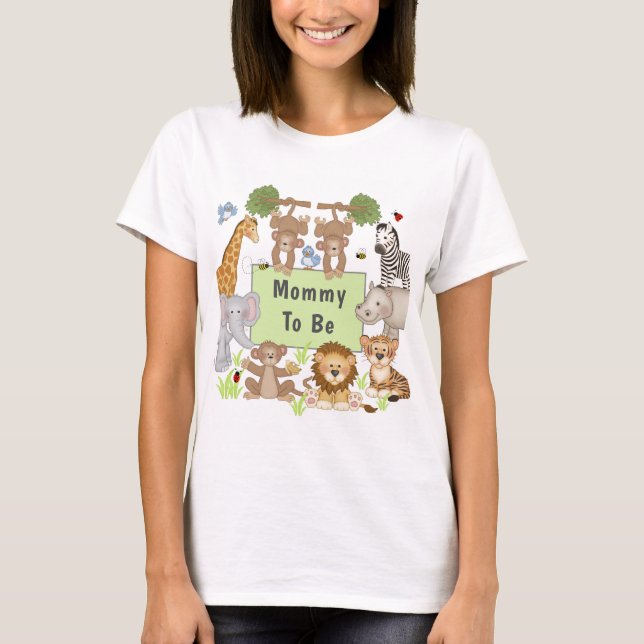 T-shirt Safari Animaux Baby shower Fête Maman À Être (Devant)