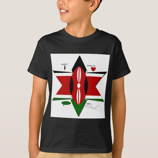 T-shirt Safari Drapeau Kenyan Conception : Liste de seaux (Devant)