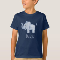 Safari éléphant bleu d'aquarelle avec nom