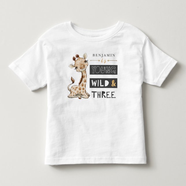 T-shirt Safari Young Wild et Three Birthday (Devant)