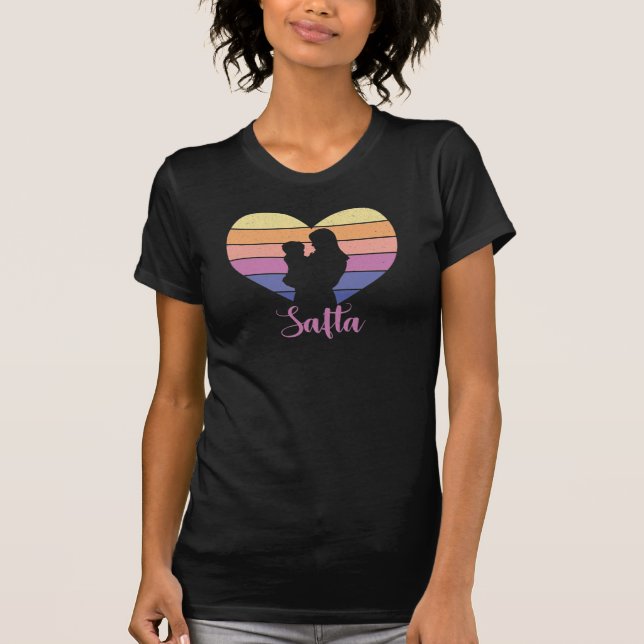 T-shirt Safta - Mère et Enfant Coeur Rétro Silhouette (Devant)