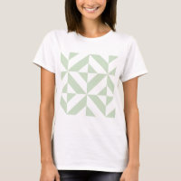 Sage Green Geometric Deco Cube Pattern