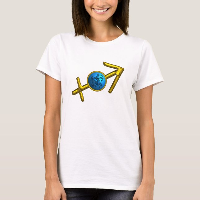 T-SHIRT SAGITTARIUS, BLEUE D'OR ZODIAC SIGNE D'ANNIVERSAIR (Devant)
