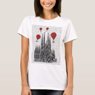 T-shirt Sagrada Familia et ballons à air d'un rouge ardent