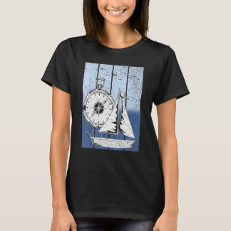 T-shirt Sailboat Compass Nautical Ship Skipper Captain Sai
