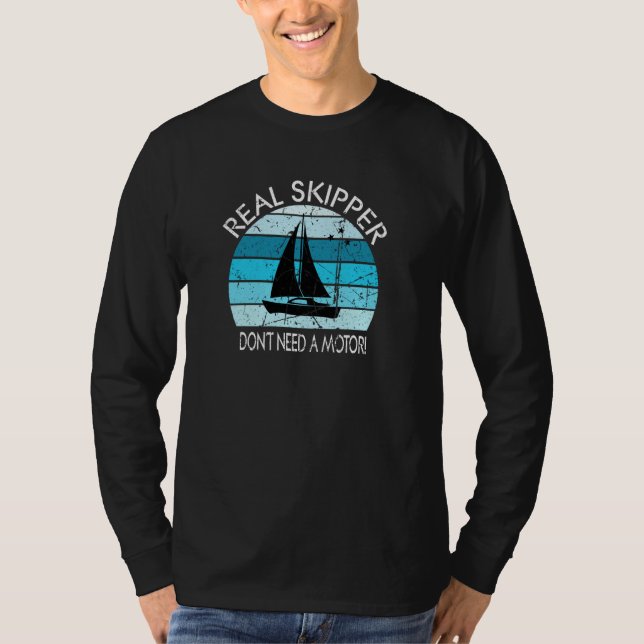 T-shirt sailboat design real skipper motor (Devant)