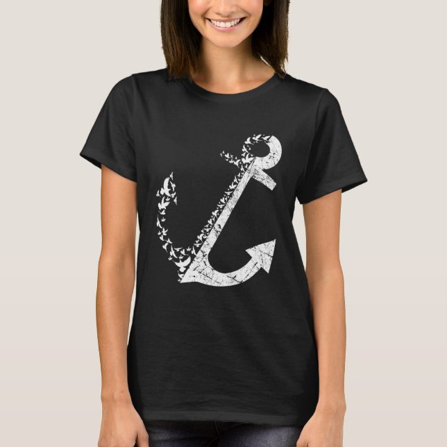 T-shirt Sailing Anchor Seagull Sailor Navigator Coast Sea  (Devant)