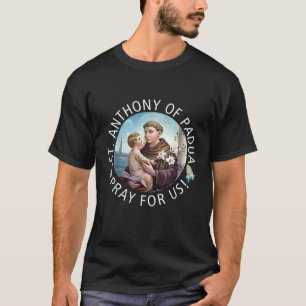 T-shirt Saint Antoine de Padoue Holding Jésus Catholique S