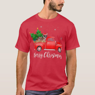 T-shirt Saint Bernard Chien équitation Camion Rouge Noël