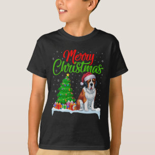 T-shirt Saint Bernard Chien Feux de Noël Lumières Fantasti
