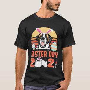 T-shirt Saint Bernard Chien Masque Visage Lapin Oeuf Lapin