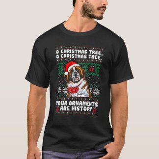 T-shirt Saint Bernard Chien Noël Drôle Ornements Pyjama