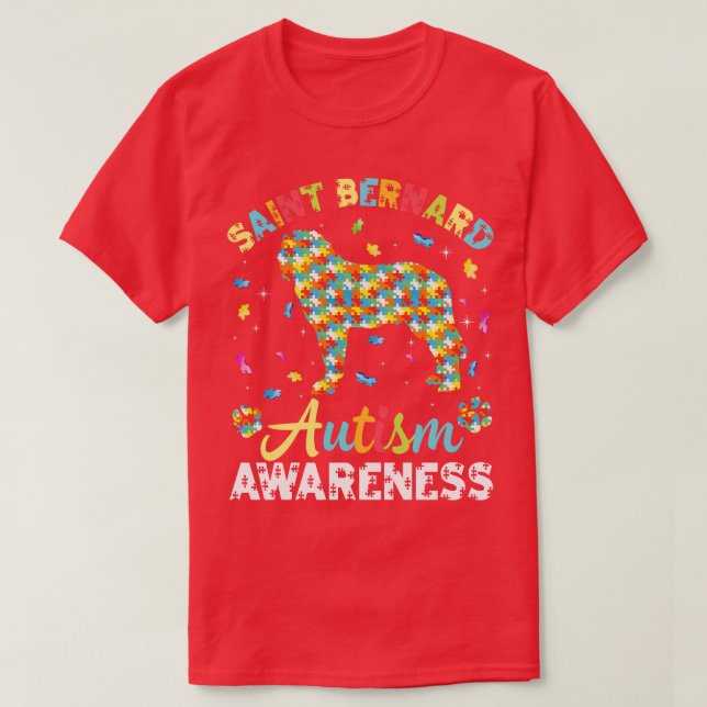 T-shirt Saint Bernard Chien Pour Sensibilisation sur l'aut (Design devant)