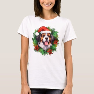 T-shirt Saint Bernard Christmas Wreath