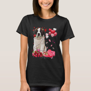 T-shirt Saint Bernard Coeur Rose Joyeux Chien de la Saint-