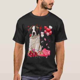 T-shirt Saint Bernard Coeur Rose Joyeux Chien de la Saint-