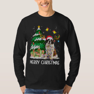 T-shirt Saint Bernard Lampes de Noël Arbre Père Noël Xmas 