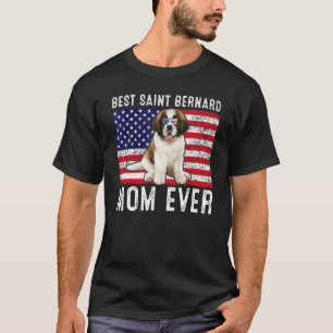 T-shirt Saint Bernard Mom Usa American Flag Dog Owg