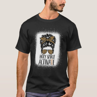 T-shirt Saint-Esprit Activer Maman Noire Leopard Messy Bun