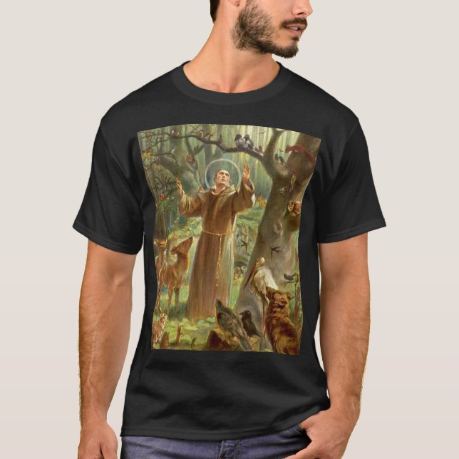 T-shirt Saint François d'Assise prêchant aux animaux (Devant)