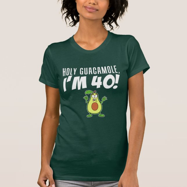 T-shirt Saint Guacamole Je suis 40 Dessin Avocado (ON DARK (Devant)