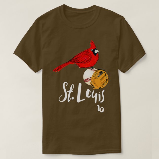T-shirt Saint Louis Cardinal Rouge Numéro 10 Baseball Art (Design devant)
