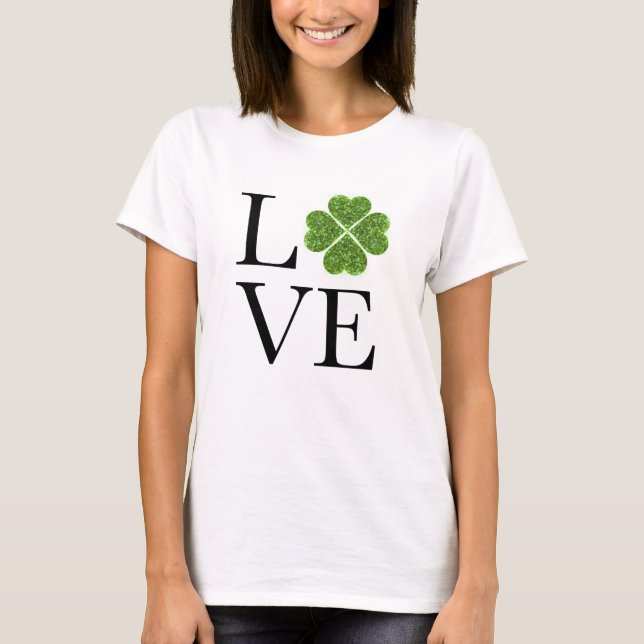 T-shirt Saint Patrick | Amour | shamrock de parties scinti (Devant)