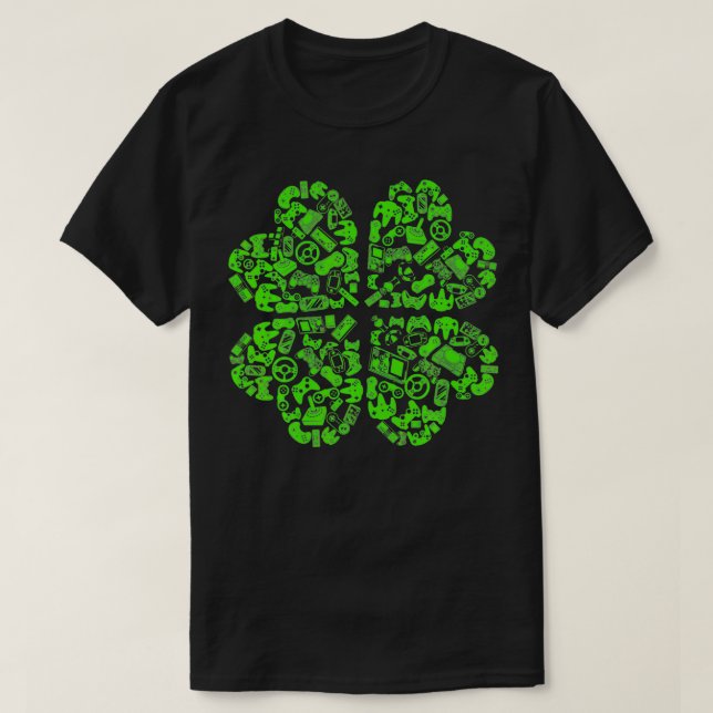 T-shirt Saint Patrick Jeu Jeu 4 feuilles Clover Shamrock F (Design devant)