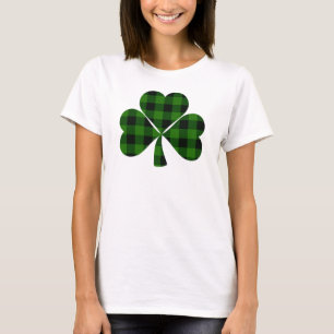 T-shirt Saint Patrick’s day, shamrock irlandais vert plaid