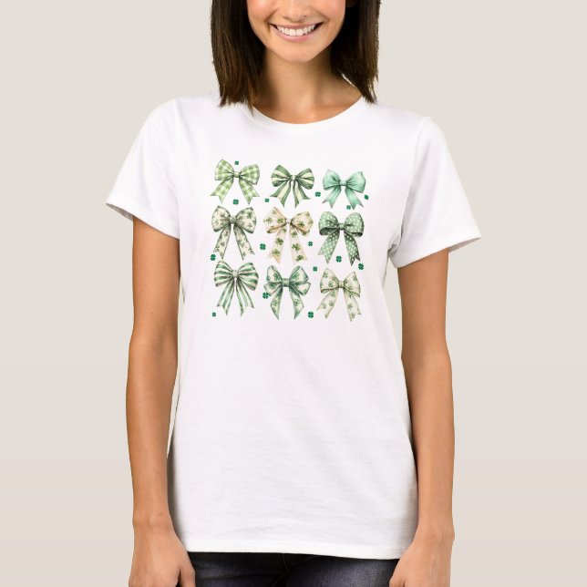 T-shirt Saint Patrick's Day Coquette Bow Shirt Celebration (Devant)