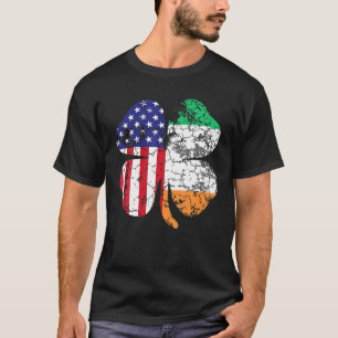 T-shirt Saint Patrick's Day Irish American Flag Shamrock c