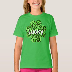 T-shirt Saint-Patty’s day shamrock léopard de guépard vert