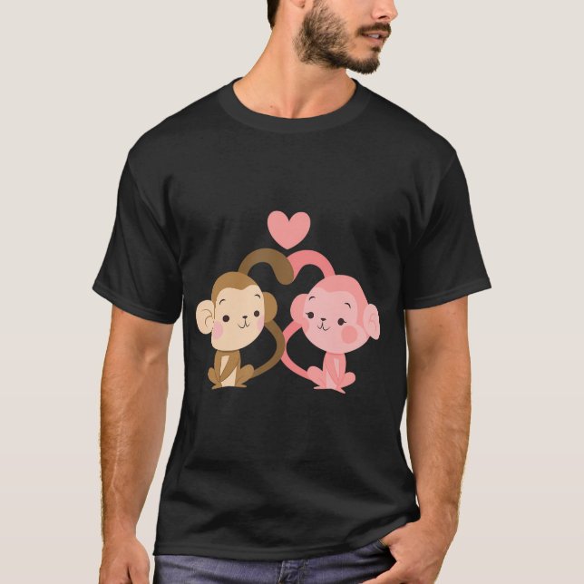 T-shirt Saint-Singe Couple Saint-Valentin Pour Les Filles  (Devant)