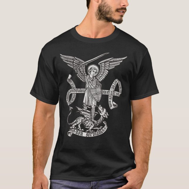 T-shirt Saint St Michael Catholic Archangel Angel Defender (Devant)