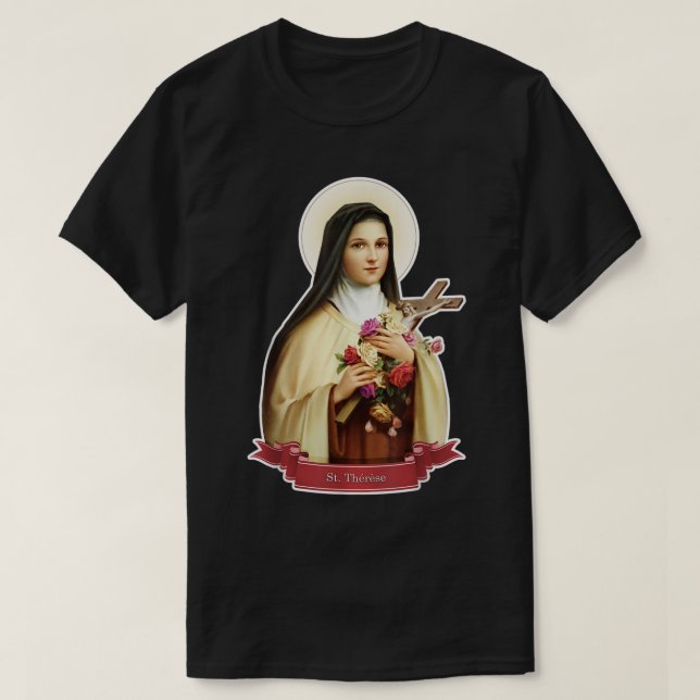 T-shirt Saint Thérèse de Lisieux Petite Rose Fleur Cath (Design devant)