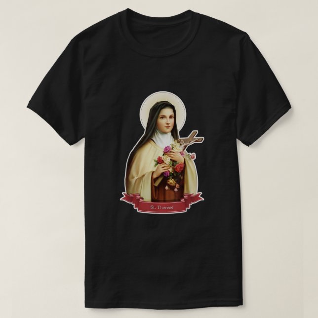 T-shirt Saint Thérèse de Lisieux Petite Rose Fleur Cath (Design devant)