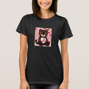 T-shirt Saint Valentin Amour Coeur Chat Teddy Girlfriend W